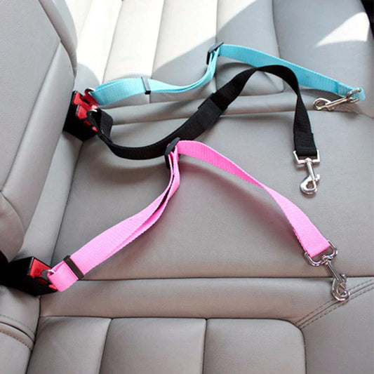 Keep Your Pet Safe and Secure: Adjustable Car Seat Belt for Dogs and Cats - Durable Nylon Harness with Easy Clip