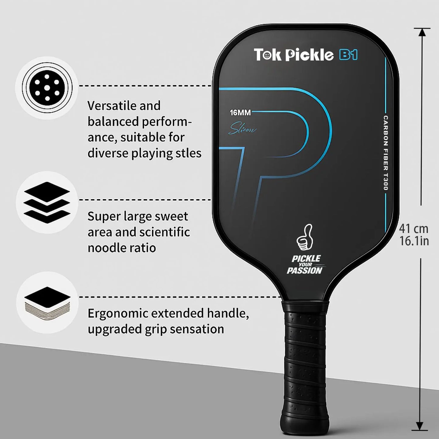 Elevate Your Game with the Tok Pickle T300 Carbon Fiber Pickleball Paddle Set - Includes 2 Wide Body Paddles, 4 Balls, and a Convenient Carry Bag for Family Fun and Beginners!